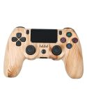 For PS4 Wireless Bluetooth Game Controller With Light Strip Dual Vibration Game Handle(Wood Grain)
