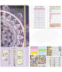 A6 Mandala Binder Financial Plan Notebook PU Leather Cash Budget Book(Fantasy Purple)
