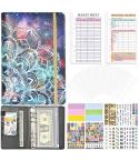 A6 Mandala Binder Financial Plan Notebook PU Leather Cash Budget Book(Star Black)