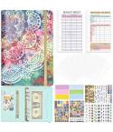 A6 Mandala Binder Financial Plan Notebook PU Leather Cash Budget Book(Vitality Green)