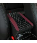 Car Center Console Cover Mat PU Leather Car Armrest Cover 32x19cm(Wine Red)