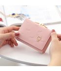 Cartoon Cute Cat Tri-fold Wallet Mini Embossed Multifunctional Wallet(Pink)