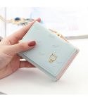 Cartoon Cute Cat Tri-fold Wallet Mini Embossed Multifunctional Wallet(Green)