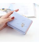Cartoon Cute Cat Tri-fold Wallet Mini Embossed Multifunctional Wallet(Blue)