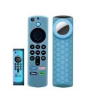 2pcs Remote Control Case For Amazon Fire TV Stick 2021 ALEXA 3rd Gen With Airtag Holder(Luminous Blue)
