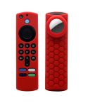2pcs Remote Control Case For Amazon Fire TV Stick 2021 ALEXA 3rd Gen With Airtag Holder(Red)