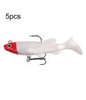 5pcs Roadrunner Soft Lures Leadheads Luminous Lures(Red White T Tail)
