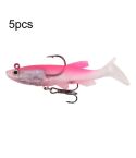 5pcs Roadrunner Soft Lures Leadheads Luminous Lures(Pink  T Tail)