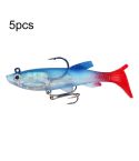 5pcs Roadrunner Soft Lures Leadheads Luminous Lures(Blue  T Tail)