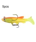 5pcs Roadrunner Soft Lures Leadheads Luminous Lures(Yellow  T Tail)