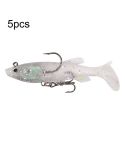 5pcs Roadrunner Soft Lures Leadheads Luminous Lures(White T Tail)