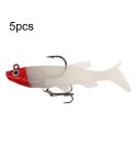 5pcs Roadrunner Soft Lures Leadheads Luminous Lures(Red Luminous Reel Tail)