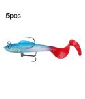 5pcs Roadrunner Soft Lures Leadheads Luminous Lures(Blue Reel Tail)