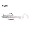 5pcs Roadrunner Soft Lures Leadheads Luminous Lures(White Reel Tail)