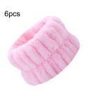 6pcs Washing Anti-Humidity Washing Face Wrist Strap Sports Sweat-Wiping Bracelet Sweat-Absorbing Sleeve(Pink)
