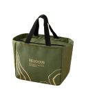 Portable Waterproof Insulation Bag Thickened Aluminum Foil Large Capacity Lunch Bag(Light Luxury Green Line)