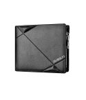 DEABOLAR Men Short PU Leather Tri-fold Horizontal Wallet Large-capacity Multi-card Wallet(Black)