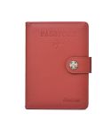 Dibaoleiou Buckle PU Leather ID Card Storage Bag Multifunctional Passport Case(Red)