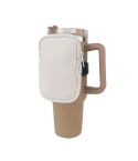 Water Cup Sided Storage Pockets With Zipper Fit For 40Oz Tumbler Single Pocket(White)