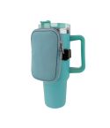Water Cup Sided Storage Pockets With Zipper Fit For 40Oz Tumbler Single Pocket(Sky Blue)