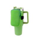 Water Cup Sided Storage Pockets With Zipper Fit For 40Oz Tumbler Single Pocket(Bright Green)