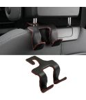 Car Double Hook Stainless Steel Rear Headrest Mobile Phone Holder(Black Red Line)