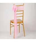 Hotel Wedding Organza Free Tie Chair Back Flower Seat Yarn Decorations Tulle Chair Back Bows(Pink)