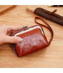 Ladies Buckle Coin Purse Detachable Large Capacity Clutch Bag Multi-card Slot Wallet(Light Brown)
