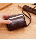Ladies Buckle Coin Purse Detachable Large Capacity Clutch Bag Multi-card Slot Wallet(Coffee)