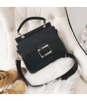 Women Frosted Wide Shoulder Strap Crossbody Square Bag Tote Single Shoulder Bag(Black)