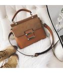 Women Frosted Wide Shoulder Strap Crossbody Square Bag Tote Single Shoulder Bag(Brown)