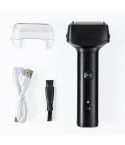 Men Reciprocating 3-Blade Rechargeable Shaver Washable Portable Beard Razor(Black)