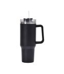 40oz Car Cup Double-Layer Vacuum Cup With Straw Handle Stainless Steel Thermos Cup(Gen1 Black)