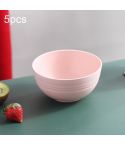 5pcs 4.5 Inch Wheat Straw Bowl House Children Small Bowl Plastic Soup Bowl(Pink)