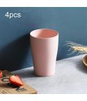 4pcs Wheat Straw Cup Household Plastic Anti-Fall Couple Portable Travel Brushing Cup(Pink)