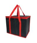 41x26x33cm Non-Woven Bento Aluminum Foil Thermal Bag Takeaway Lunch Bag With Bottom Plate(Red Black)