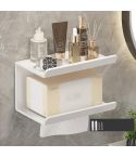 2 In 1 No-Punch Bathroom Shelf Household Paper Towel Cell Phone Toiletries Storage Rack(White)