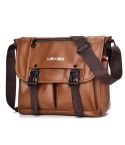 WEIXIER D269 Business Casual Mens Messenger Bag Large Capacity Workwear Functional Crossbody Packs(Brown)