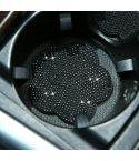 Car-mounted Diamond-filled Plum Blossom Decorated PVC Water Coaster(Black)