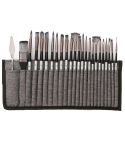 ZHU TING 24pcs /Set Nylon Bristle Paintbrush Set Painting Watercolor Brushes With Cloth Bag(Silver Gray Rod)