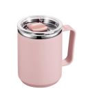 401-500ml 304 Stainless Steel Portable Mug Coffee Cup with Lid Leakproof Thermos Drink Bottle(Pink)