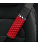 Car Leather Seat Belt Cover Shoulder Pads with Bling Diamonds 6.5x23cm(Red)