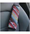 Ethnic Style Linen Car Seat Belt Cover Shoulder Pads(Orange Letter)