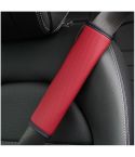 Skin Feeling Car Leather Seat Belt Cover Shoulder Pads 6.5x23cm(Wine Red)