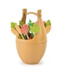16pcs Fruit Forks + 1pc Barrel Mini Wheat Fiber Material Tableware Set Snack Dessert Forks(Brown)