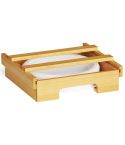9-inch Paper Plate Dispenser Under Cabinet Bamboo Plates Holder Kitchen Storage Rack 24 x 26.5 x 6.5(Wood Color)