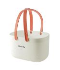 Silicone Portable Wash Basket Bathroom Storage Drainage Shower Shelf Basket(White)