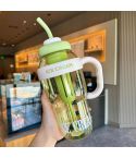 1200ml Large Capacity Lucky Belly Cup Handheld Portable Straw Cup with Tea Drain(Bud Green)