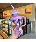 1200ml Large Capacity Lucky Belly Cup Handheld Portable Straw Cup with Tea Drain(Dream Purple)