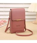 Touch Screen Crossbody Mobile Phone Bag Multifunctional Zipper Coin Purse(Deep Pink)